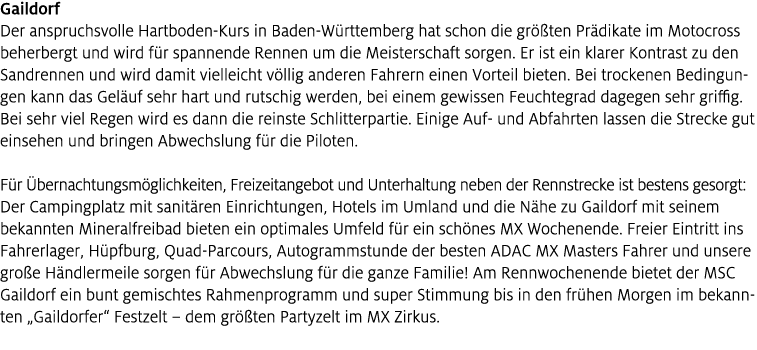 Gaildorf Der anspruchsvolle Hartboden Kurs in Baden W rttemberg hat schon die gr ten Pr dikate im Motocross beherber...