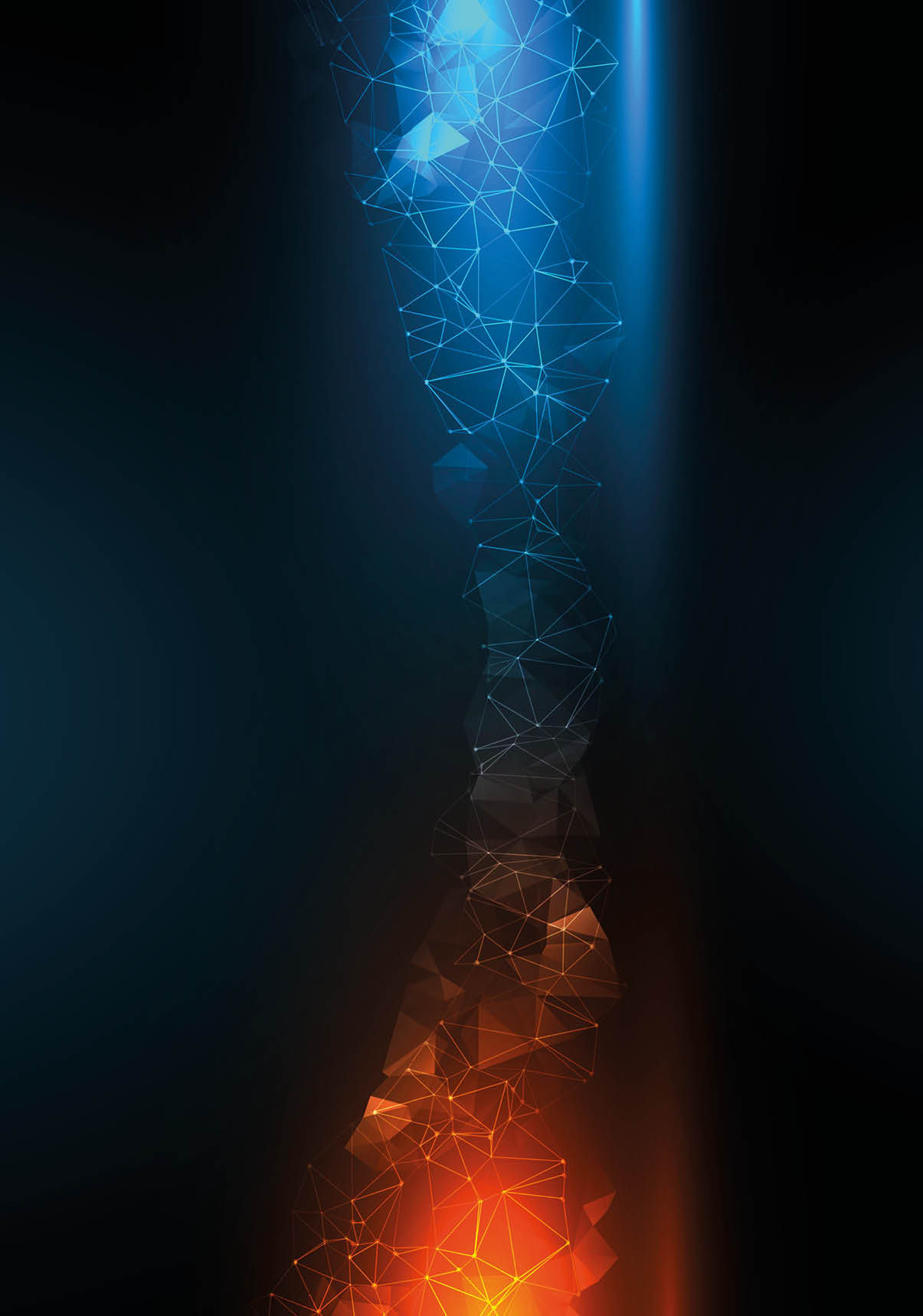 digital technology background with blue and orange light effect