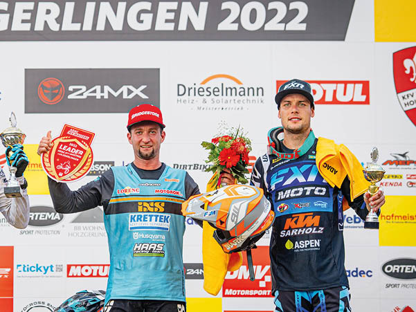 ADAC MX Masters 2022 , ADAC MX Masters Holzgerlingen Tageswertung beim ADAC MX Masters v.l.n.r.: Valentin Guillod ( Schweiz / Yamaha / SHR Motorsports ), Maximilian Nagl ( Deutschland / Husqvarna / Krettek-Haas-Racing-Team ) und Jordi Tixier ( Frankreich / KTM / KTM Sarholz Racing Team )